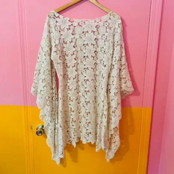 Elmwood Textiles (Etsy) Bell Sleeve Vintage Lace Mini Dress - M - Picture 2 of 7